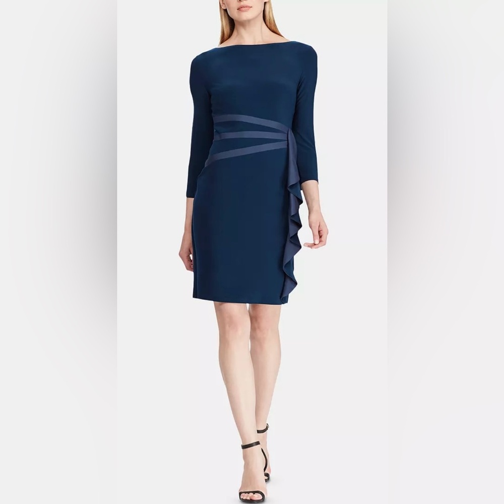 American Living
Satin Ruffle Sheath Dress